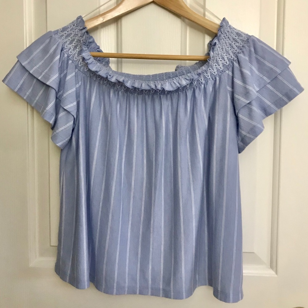 AEO blue off-the-shoulder top